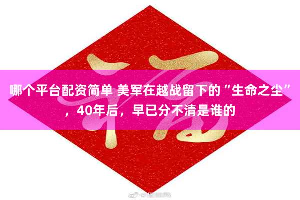 哪个平台配资简单 美军在越战留下的“生命之尘”，40年后，早已分不清是谁的