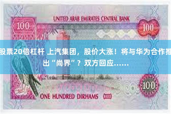 股票20倍杠杆 上汽集团，股价大涨！将与华为合作推出“尚界”？双方回应......