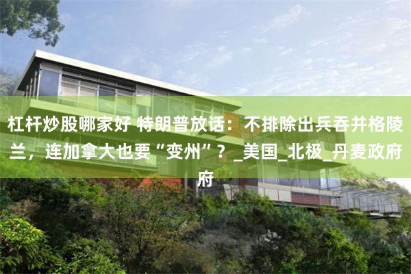 杠杆炒股哪家好 特朗普放话：不排除出兵吞并格陵兰，连加拿大也要“变州”？_美国_北极_丹麦政府